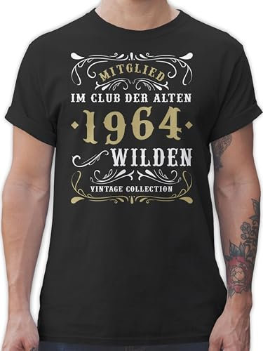 T-Shirt Herren - 60. Geburtstag - Mitglied im Club der Alten Wilden 1965 - L - Schwarz - lustige sprüche Tshirt 60 Shirt zum 60, 60.Geburtstag 1963 Shirts männer Spruch mit Geschenke 60.Geb.