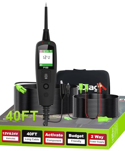 TopDiag P100 Automotive Circuit Tester 12V 24V Power Circuit Probe Tester, Car Electrical Test Tool Kit AC DC Digital Voltage Tester, Auto Diagnostic Kit for Vehicle Trailer Truck Motorcycle Boat
