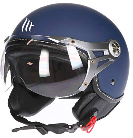 MT Soul Jet-Helm Motorrad-Helm Roller-Helm Scooter-Helm Bobber Mofa-Helm Chopper Retro Cruiser Vintage Pilot Biker ECE 22.05 (matt blau, XS)