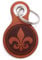 Samunshi® Porte-clés en cuir avec gravure avec différents motifs - Cadeau fabriqué en Allemagne - 38 couleurs - 8 x 4,8 cm, Marron cognac/gravé, Fleur de Lis 8x4,8cm