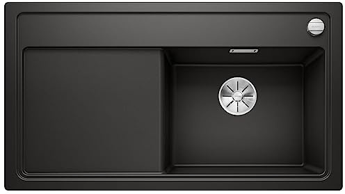 BLANCO ZENAR 5 S | Granitspüle aus SILGRANIT schwarz | [91,5x51x20,2 cm] | für 50 cm breite Unterschränke | Hauptbecken rechts | Reinigungsfreundlich | Großes Becken