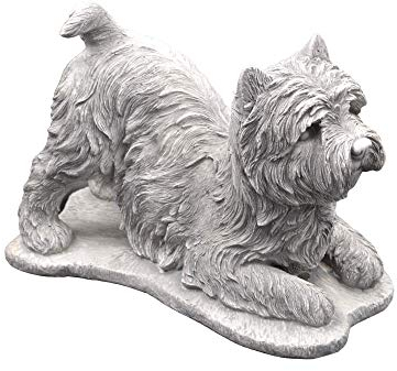 gartendekoparadies.de Hund West Highland White Terrier Westie, Steinfigur, H. 25 cm, 13 kg, Grau, frostsicher aus Steinguss für Außenbereich