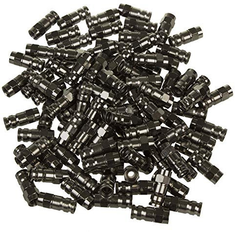 Maclean MCTV-916 Professioneller F-Kompressionsstecker RG-6 Verbinder Adapter für SAT Antennenkabel Koaxialkabel Schwarz Nickel - 100 Stück