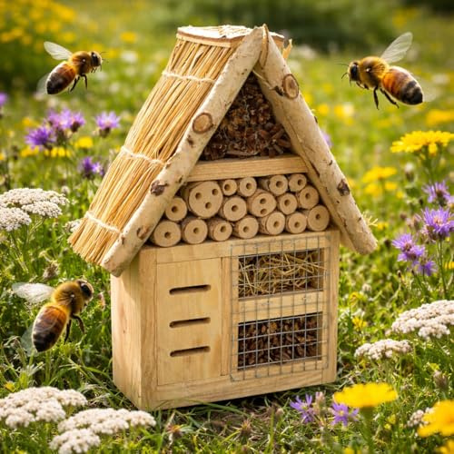 Insektenhaus Insektenhotel XL Bienenhaus Holz Winterquartier Biene Nistkasten 37x21x8cm