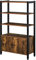 HOMCOM Industrial Bookshelf, Storage Cabinet with 3-Tier with Doors, for Home Office, Living Room Rustic Brown