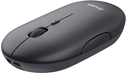 Trust Puck Wiederaufladbare Kabellose Maus, Bluetooth und 2.4 GHz Verbindung via USB-Mikroempfänger, DPI Einstellbar 800/1200/1600, Ergonomisch, Funkmaus für PC/Mac/Computer/Laptop/MacBook - schwarz