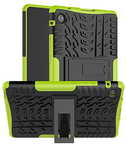 QYiD Funda para Huawei Mediapad M5 Lite 10 10.1, Doble Capa Anti-Choques Carcasa de Silicón y PC con Soporte Función para Huawei Mediapad M5 Lite 10 10.1 Inch Tablet 2018, Verde