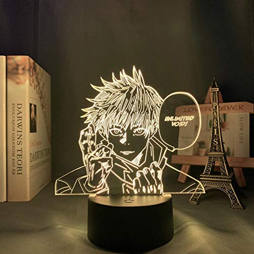 Anime Jujutsu Kaisen Satoru Gojo Lampe LED Nachtlicht für Schlafzimmer Dekoration Atmosphäre 3D Illusion Licht Geburtstagsgeschenk Licht-16 Farbe mit Fernbedienung