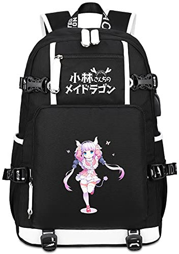 Roffatide Anime Miss Kobayashi's Dragon Maid Kawaii Kanna Kamui Zaino per laptop con porta di ricarica USB e porta per cuffie