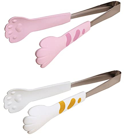 2Pcs Buffet Zange Lebensmittel Tong Edelstahl Nette Katze Pfote Küche Zange Servierzange für Kochen Kuchen Brot Salat Buffet Utensil Küche Gadgets