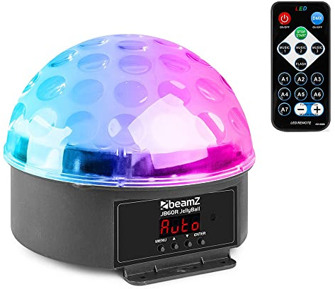 BeamZ JB60R Discokugel mit Motor und Licht – Discolicht Partylicht für Hausparty, Disco Kugel Deko, Party Lichter, Lichtorgel, Musikgesteuert, ideal für Kinderzimmer, Geburtstag und Weihnachten
