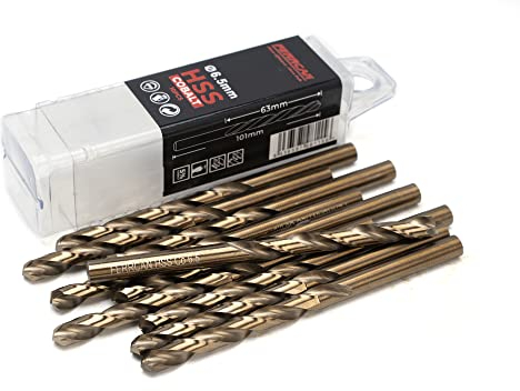 Ferrcan Brocas para metal HSS DIN338 M35 cobalto de 3-7 mm (paquete de 10 unidades) (6.5mm)