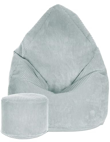 DreamRoots Sitzsack Cord Erwachsener Sitzsäcke Jugendlicher Teenager 80x80x120cm - Sitzsack mit Füllung, Hocker, Lehne und Bezug - Bean Bag Chair - Sitzkissen Boden - Chill Sack