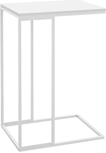 vidaXL Table d'Appoint, Table Basse, Bout de Canapé, Meuble de Salon Salle de Séjour Maison Intérieur, Industriel, Blanc Bois d’Ingénierie