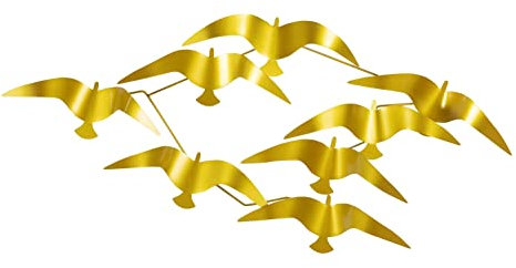 KunstLoft Wanddeko Metall | 100% HANDGEFERTIGT | 121x53x6cm | Wandbild Metall 'Apollons Sonnenvögel' | Tierskulpturen | Gold | Wandskulptur | Metalldeko Wand Wohnzimmer