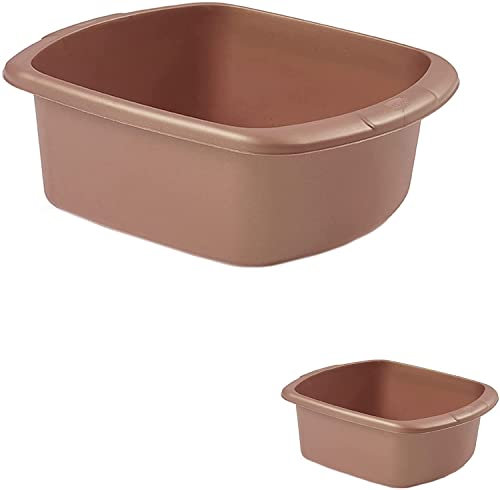 Vision4ever 9L Rose Gold Color Large Size Rectangular Plastic Washing Up Bowl 9L for Kitchen Sink Basin Easy to Use and Cleans