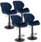 WOLTU Barhocker 4er Set Barstuhl Tresenhocker Bistrohocker Designer Hocker mit Rückenlehne, höhenverstellbar, drehbar, Samt Stahl, Blau BH139bl-4