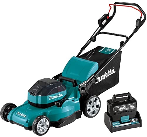 Makita LM001JM101 - Tosaerba a batteria, 64 V, max. 4,0 Ah, 1 batteria + caricabatterie, colore: Blu