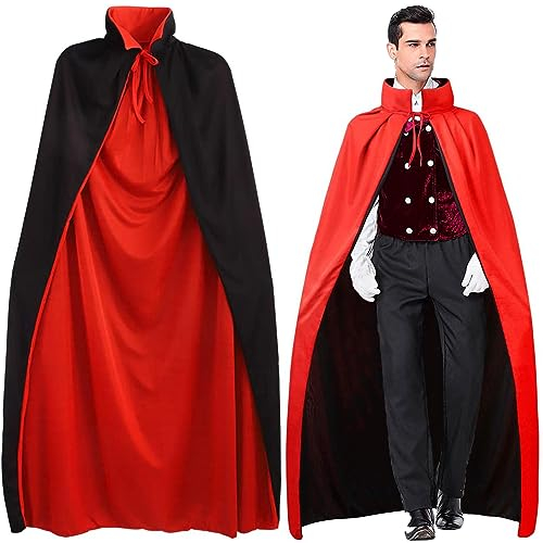 Winwild Halloween Vampir Umhang Erwachsene Halloween Kostüm Damen Vampir Cape Vampirumhang mit Kragen Kostüm Halloween Herren für Karneval Cosplay(L-150cm)