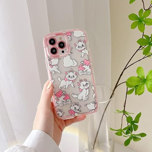 Clear Transparent Soft TPU Light Up in The Dark Case for Apple Marie Cat Bow The Aristocats Pink Bow Cartoon Anime Chic Cute Lovely Kids Girls (iPhone 12 Pro Max, Many Kitties)