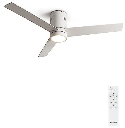 CREATE / WINDMINIMAL/Ventilador de techo con luz blanco con mando/Silencioso, función verano-invierno, 6 velocidades,temporizador 1 a 4h, 3 temperaturas de luz, 40W, Ø132 cm