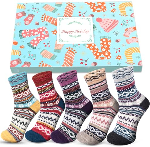 Thermosocken Damen Geschenke für Frauen Weihnachten: Warme Dicke Socken Damen Wintersocken Weihnachtsgeschenke für Frauen Freundin Geschenke Geschenkideen Weihnachten 2024 Adventskalender zum Befüllen