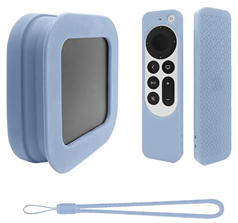 ZEVGOV Silikon Hülle für 2022 Apple TV 4K Siri (Wi-Fi Ethernet) Remote Cover Silikon Schutzhülle TV Box Case Fernbedienung Hülle Faltbar Schutzhülle Schale (Himmelblau)