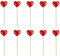 DARO DEKO Holz Blumen-Stecker Herz rot 10 Stück 7 x 35cm Dekostecker Blumenstab Herzstab Holzstecker