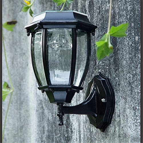 Décoration De Jardin Solaire Extérieur Mur LED Lampe Rue Extérieur Panneau Solaire étanche Soleil Applique Solaire Projecteur 7 Pouces Lumière Chaude Applique Murale Solaire (Noir)