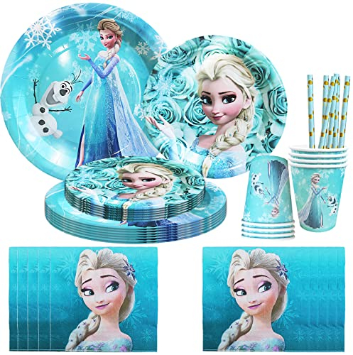 LUKIUP 41 Stück Prinzessin Partygeschirr Set, Partyzubehör Pappteller Set für 10 Gäste, Kindergeburtstag Deko Geburtstag, Teller, Tassen, Servietten, für Mädchen Geburtstagsdeko