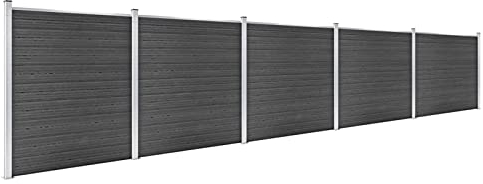 Yolola WPC-Zaun, WPC-Sichtschutz, Sichtschutz-Zaun, Steckzaun, Gartenzaun Komplettset, Zaun Gartenzaun Wpc Zaun Komplettset 872 x 186 cm Schwarz