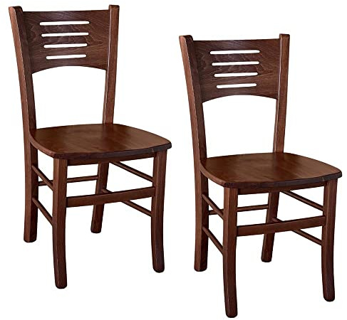 OKAFFAREFATTO MADDALONI Silla de madera amelia nogal oscuro con asiento de madera maciza x 2