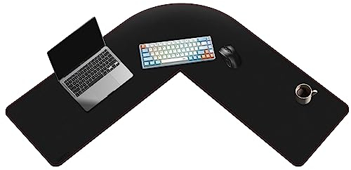 ZORESYN L förmiger Schreibtischunterlage (100+100) x33cm, Eck-Büro-schreibmatte PU Leder, Computer tischunterlage schreibtisch, gaming mauspad xxl, Workstation Tastaturmatte(Schwarz)