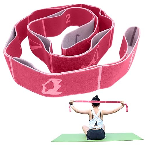 XPEX 1 Pcs Resistance Band,Yoga Stretching Band,Fitnessbänder Band Yoga Stretch Gurt Mit 9 Schlaufen, Hochelastischer Gymnastikband, Gummiband Sport,Yogagurt,Yoga Bänder Stretching(108Cm)