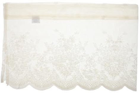DECHOUS Tendina Corta Per Finestra in Pizzo Beige 130x41 Cm, Decorativa Mezza Trasparente Antisole in Poliestere, Ventilata Per Cucina, Bagno e Cameretta Ragazzo Ragazza