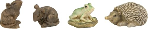 FADEDA 4X Tierset, Igel, Frosch und Mäuse/Höhe:2 cm/handbemalt/detailgetreue Krippen Figuren - Weihnachten Tisch Dekoration Krippe Zubehör