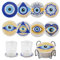 BB Beadthoven Lot de 8 dessous de verre avec strass Motif mauvais œil Bleu doré 5D avec outils pour décoration de bureau