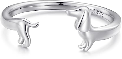 925 Sterling Silber süße Dackel offene Ringe Hündchen verstellbare Ringe für Frauen Tier Stapelringe Statement Ringe