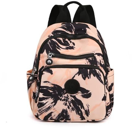 YANAIER Klein Rucksack Damen Wasserdicht Cityrucksack Daypacks Kleiner Rucksackhandtaschen Mädchen Schultaschen für Reise Freizeit Einkauf Schwarze Blätter