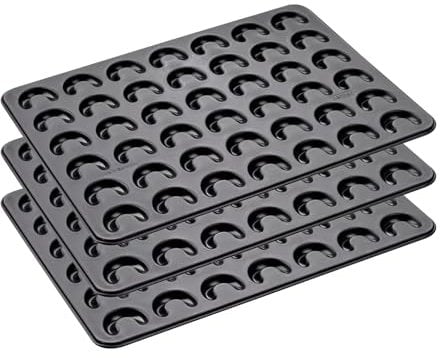 Zenker Vanillekipferl Backblech 3er Set – Jede Backform liefert 42 süße oder pikante Hörnchen – Jedes Kipferl wird gleichmäßig geformt – Antihaftbeschichtung für einfaches Entformen