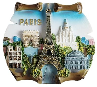 Imán para nevera 3D de París, Francia, recuerdo de viaje, decoración de resina, pintado a mano, colección artesanal