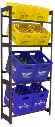 Simon Rack Getränkekistenregal für 8 Kisten, 2000x800x300 mm, Anthrazit, Freistehendes Metallregal für Wasserkisten, Bierkisten oder Getränkekisten, Für Küche, Garage oder Keller