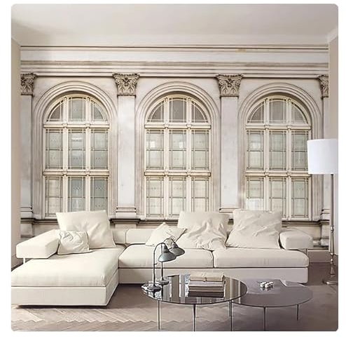 Fototapete Retro-Nostalgie 3D-Fensterdekoration Wandmalerei im europäischen Stil Wohnzimmer Schlafzimmer Tapete für Wände 3 D*430 cm x 300 cm (169,3 x 118,1 Zoll)