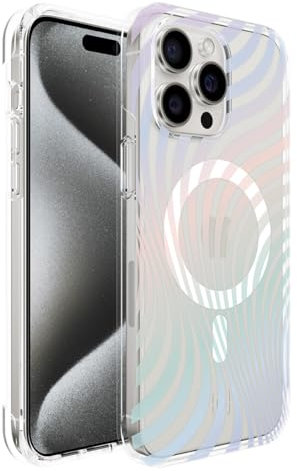 Incipio Forme Protective Magsafe iPhone Case for iPhone 15 Pro Max - Dual-Layer One-Piece Construction + 10ft Drop Test Certified - Hypnowave Iridescent
