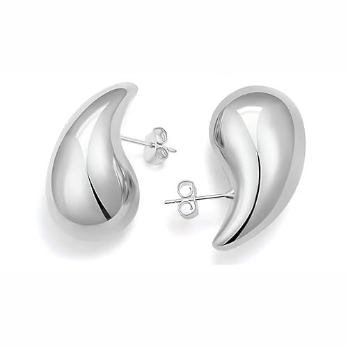 Onvavient Ohrringe Dupes, Ohrhänger Damen, Wassertropfen Ohrring Hypoallergene, Elegante Damenohrringe, Modeschmuck Schmuckstück Ohrstecker für Frauen Mädchen (Silber, 12 x 18 mm)