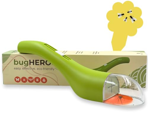BugHERO Insektenfänger lebend mit extra großer Öffnung zum leichteren Treffen - Spinnenfänger - Umweltfreundliche Verpackung - Gratis Mückenfalle Gelbsticker geschenkt