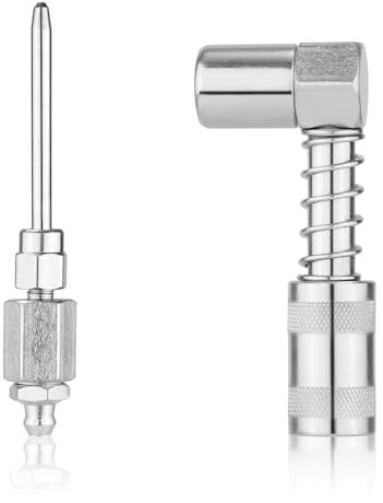 PEUTIER 90 Degree Grease Coupler Adapter and Grease Injector Needle Gun Tip, Needle Grease Gun Fitting Set Grease Needle Nozzle Dispenser for Grease Fitting Tool