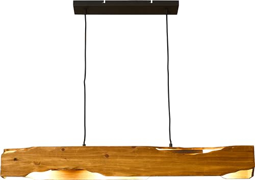 Leuchte.Store Pendelleuchte Venus,Echtholz Hängelampe,Hängeleuchte in rustikaler Form,Esstischlampe 4 flammig (4xE27 max.15Watt),Wohnzimmerlampe,Holz Pendellampe