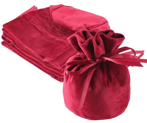 Beebeecraft 6 Stück Rote Schmuckbeutel Aus Samt Mit Kordelzug Rechteckig Aufbewahrungs Geschenkbeutel Aus Weichem Stoff Kleiner Runder Schmuckbeutel Zur Aufbewahrung von Halsketten Armbändern
