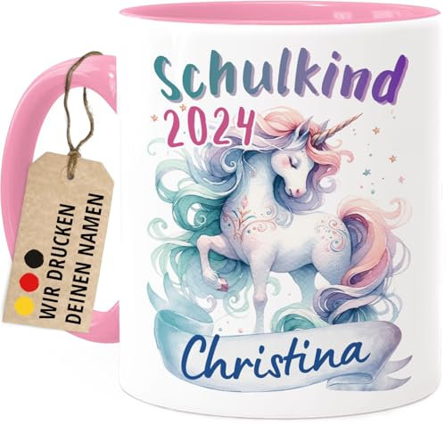 Tassenliebling® Schulkind Tasse personalisiert Mädchen - Rosa - Geschenk zur Einschulung - Einhorn Tasse - Schultüte Füllung - Schulanfang Geschenke - Grundschule Vorschule
